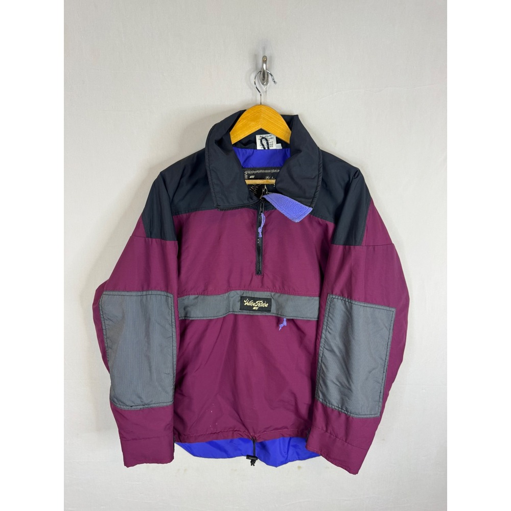 Vintage Wave Rave Snowboard Anorak Jacket XS Burgundy Navy Blue USA Built 90s